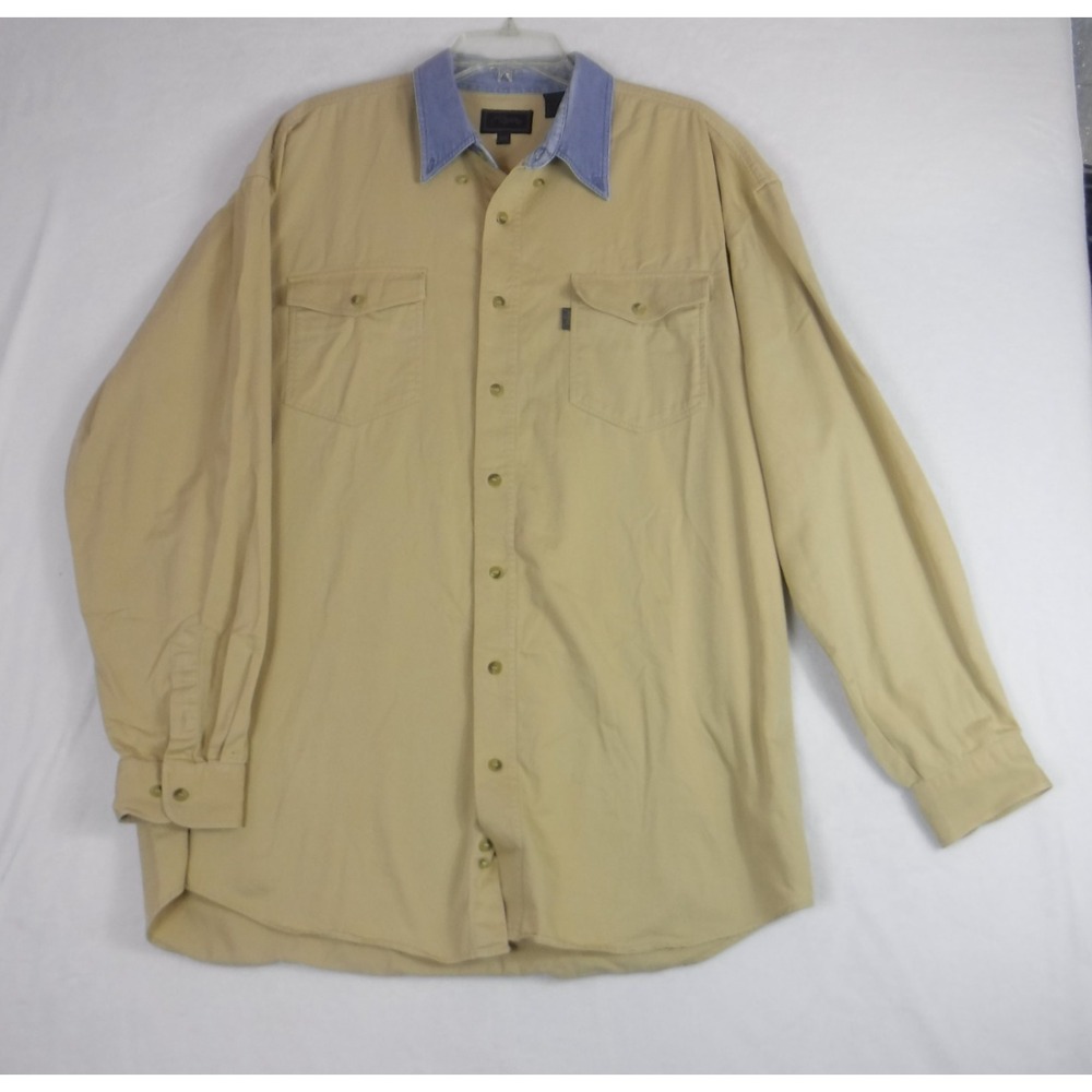 Roper Men's Western Button Down Shirt Beige / Blue Long Sleeve Size 1XT Western